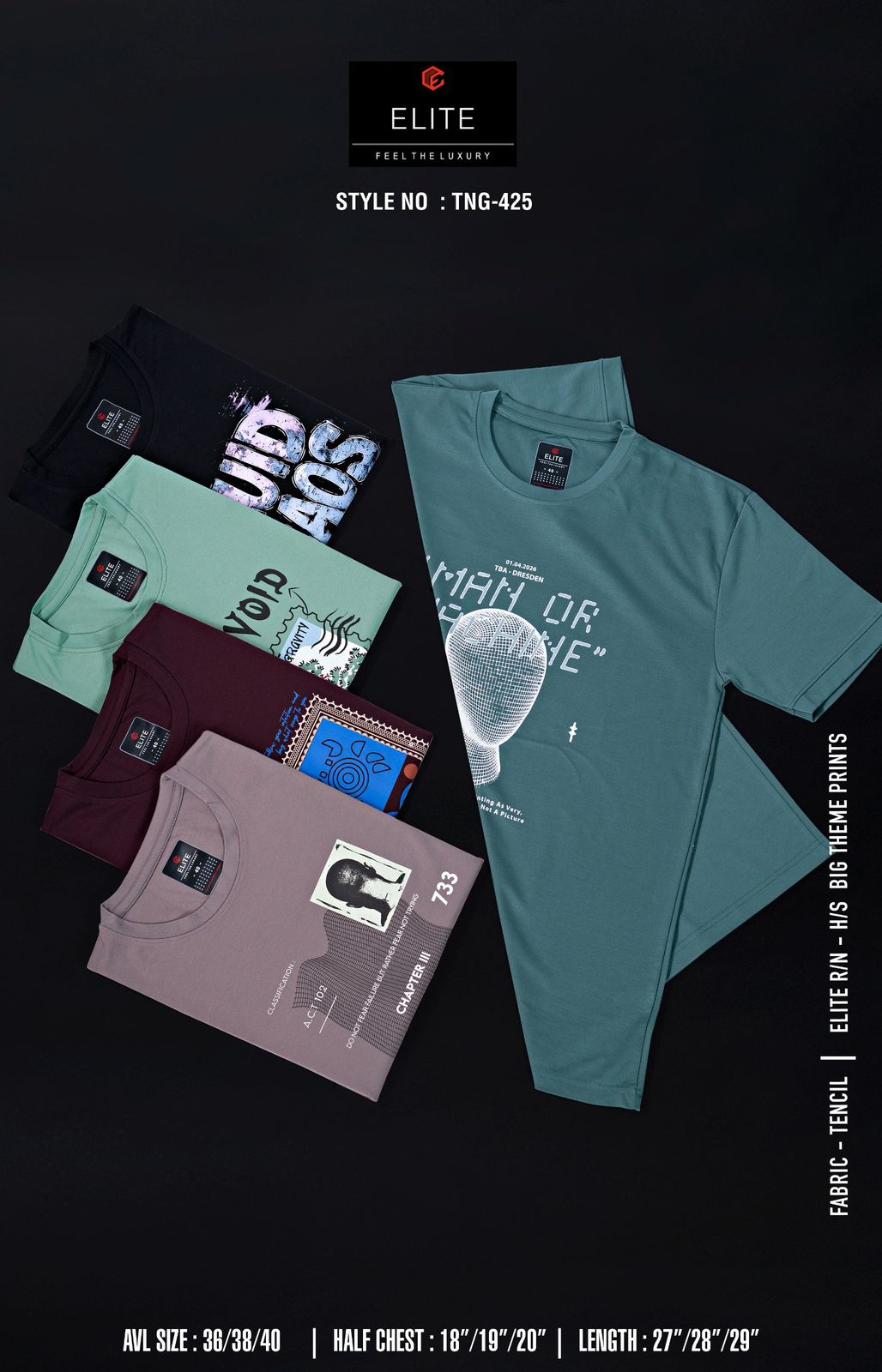 Style No Tng 425 Elite Tencil Lycra Mens Tshirts Exporter Gujarat