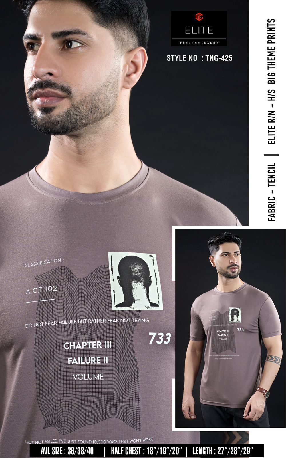 Style No Tng 425 Elite Tencil Lycra Mens Tshirts Exporter Gujarat