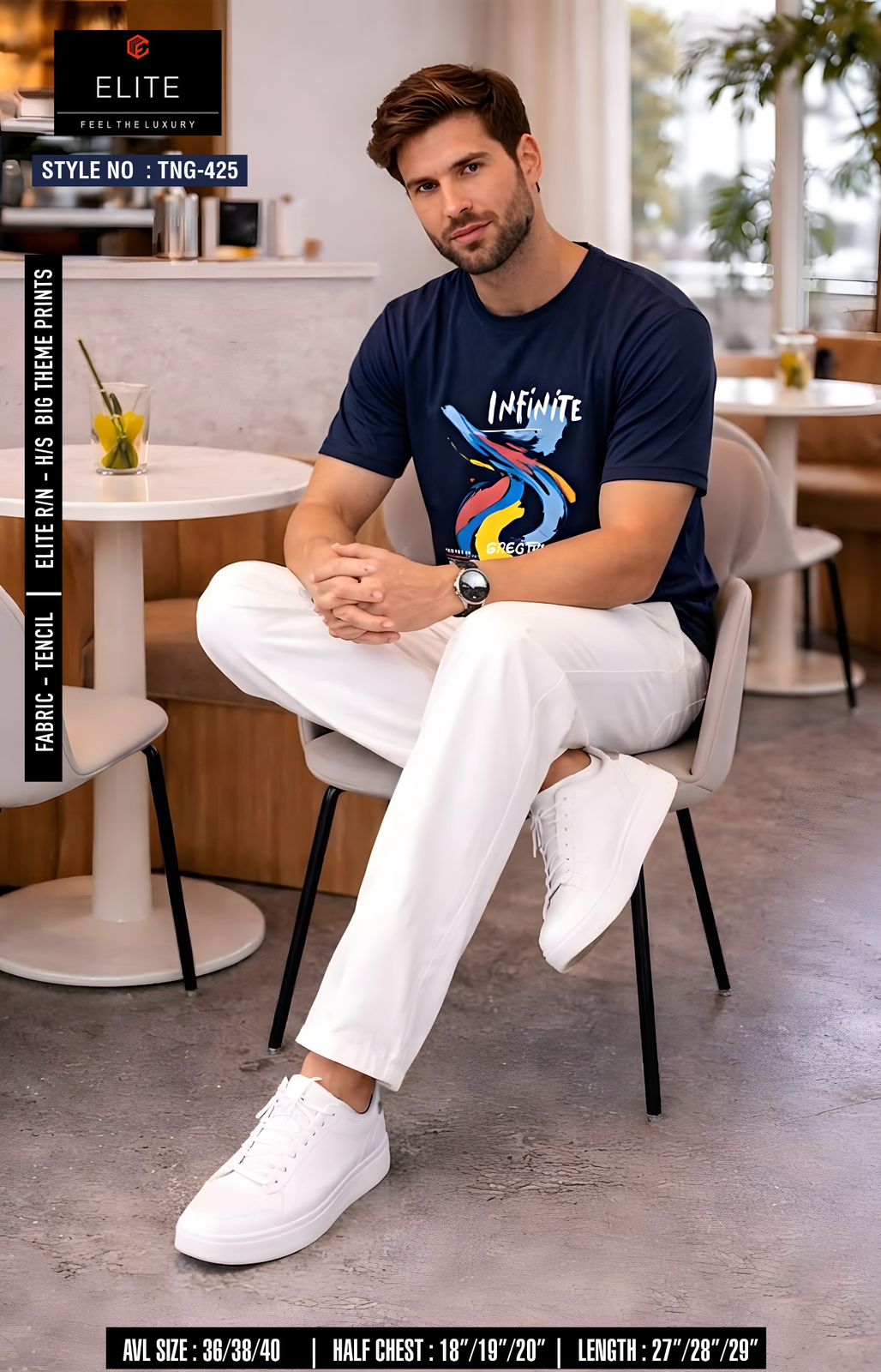 Style No Tng 425 Elite Tencil Lycra Mens Tshirts Exporter Gujarat