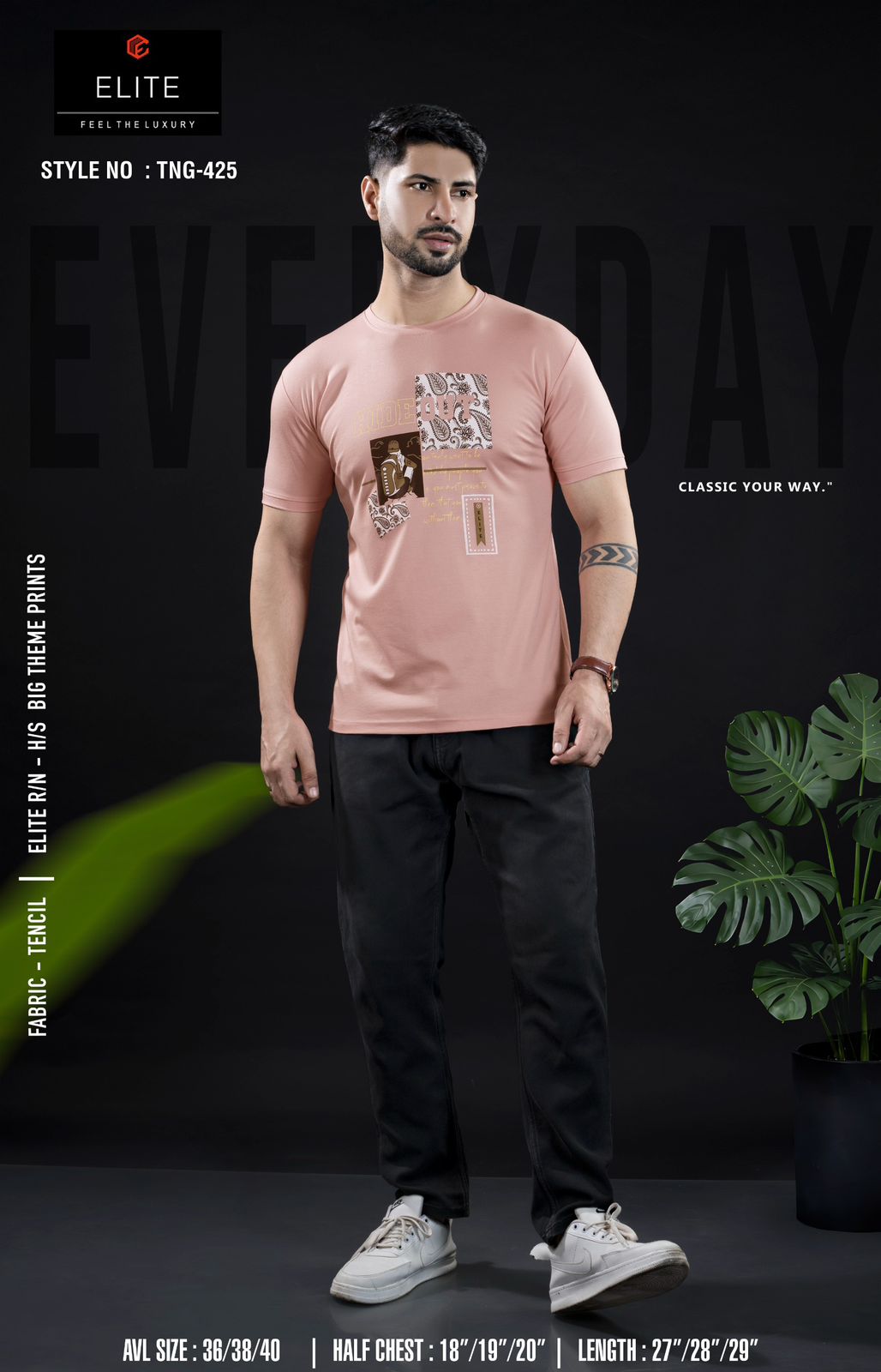 Style No Tng 425 Elite Tencil Lycra Mens Tshirts Exporter Gujarat