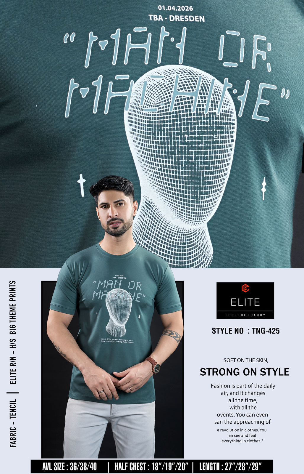 Style No Tng 425 Elite Tencil Lycra Mens Tshirts Exporter Gujarat