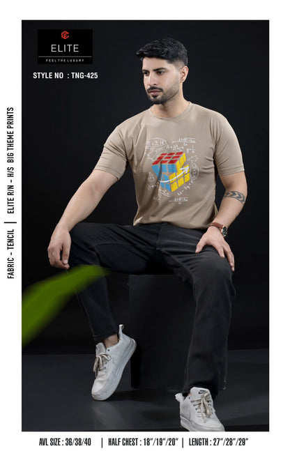 Style No Tng 425 Elite Tencil Lycra Mens Tshirts Exporter Gujarat
