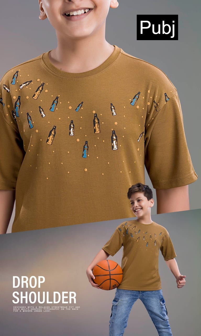 Style Pk 04 Down Shoulder Pubj Scuba Boys Tshirt Supplier India