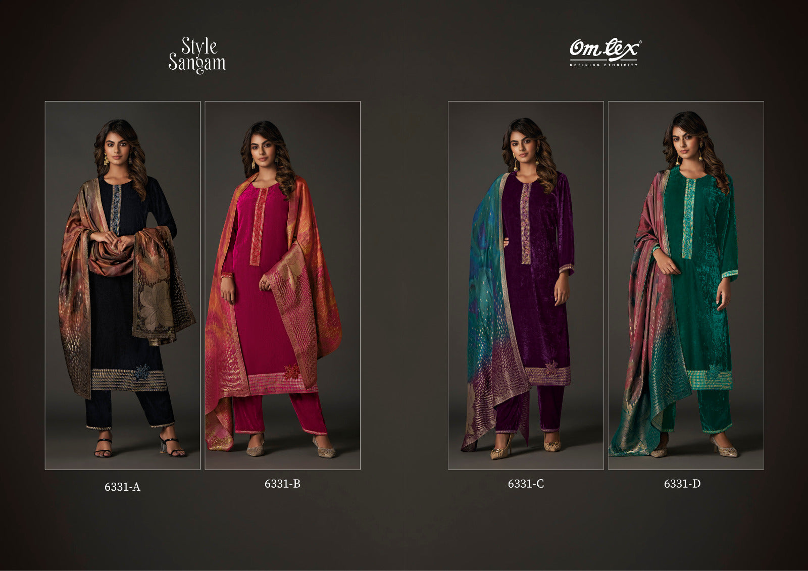 Style Sangam 6331 Omtex Soft Velvet Suits Manufacturer Ahmedabad