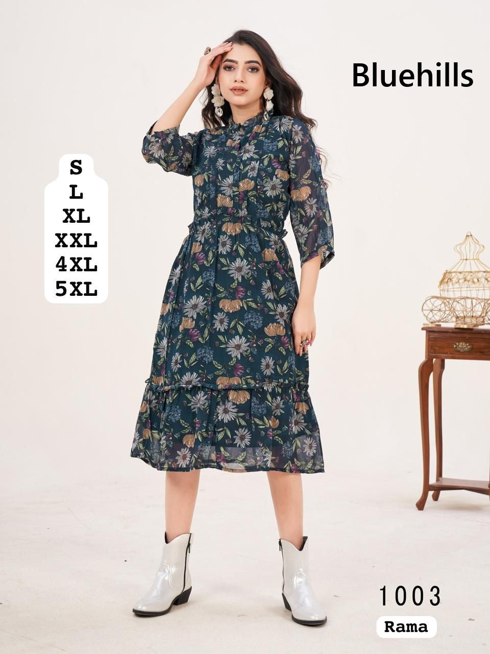 Stylish 2.0 Bluehills Georgette One Piece Wholesaler Gujarat