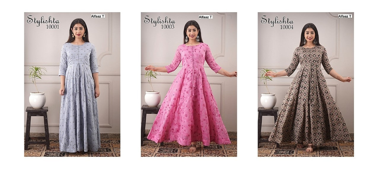 Stylishta 10001-10004 Alfaaz T Muslin Long Kurtis Manufacturer