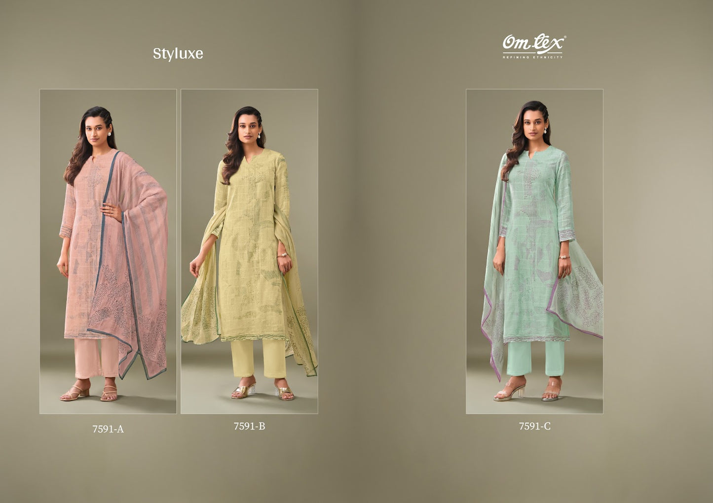 Styluxe Omtex Linen Cotton Pant Style Suits Exporter Ahmedabad