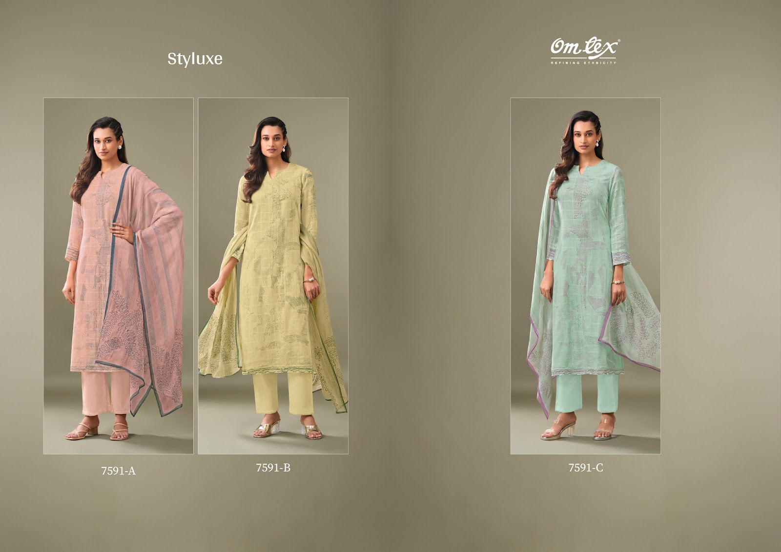 Styluxe Omtex Linen Cotton Pant Style Suits Exporter Ahmedabad