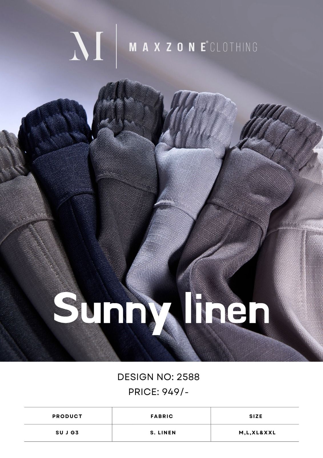 Su J G3 D No 2588 Maxzone Clothing Linen Mens Track Pants Wholesaler India