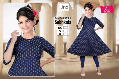 Subhkala Jnx Liva Rayon Anarkali Kurtis Wholesaler Gujarat