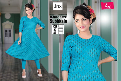 Subhkala Jnx Liva Rayon Anarkali Kurtis Wholesaler Gujarat