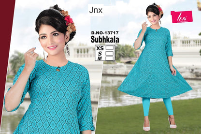 Subhkala Jnx Liva Rayon Anarkali Kurtis Wholesaler Gujarat