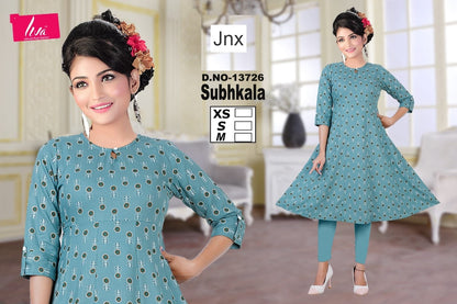 Subhkala Jnx Liva Rayon Anarkali Kurtis Wholesaler Gujarat