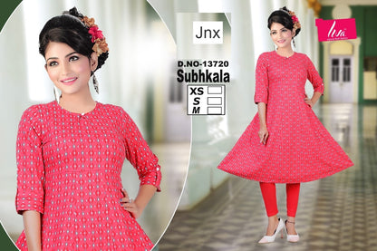 Subhkala Jnx Liva Rayon Anarkali Kurtis Wholesaler Gujarat