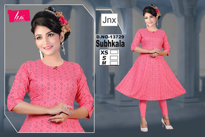 Subhkala Jnx Liva Rayon Anarkali Kurtis Wholesaler Gujarat