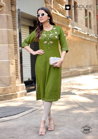 Suchitra Kadlee Rayon Knee Length Kurtis Wholesale Price