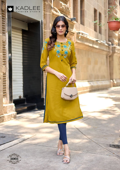 Suchitra Kadlee Rayon Knee Length Kurtis Wholesale Price