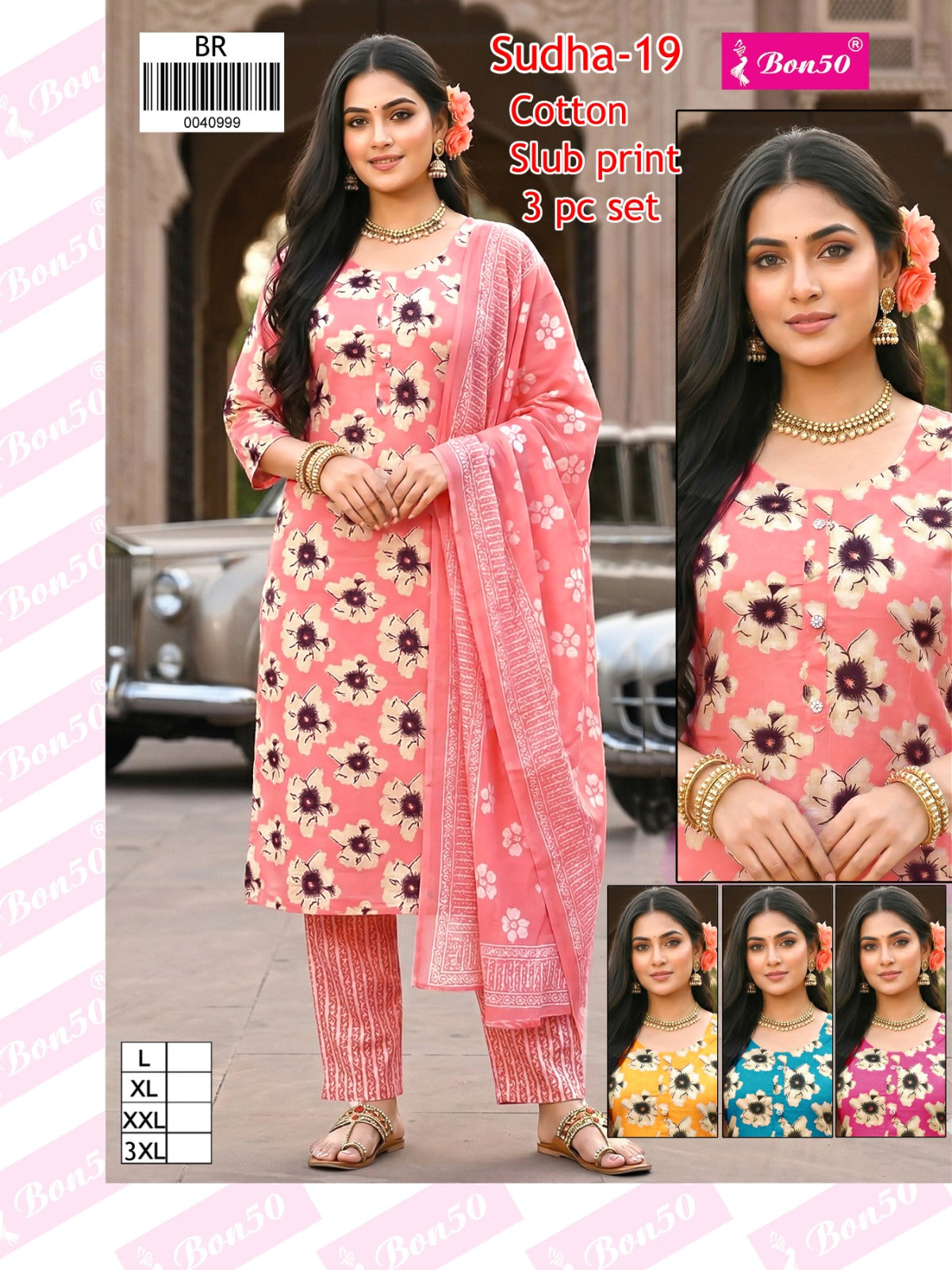 Sudha Bon50 Slub Readymade Cotton Pant Suits Supplier Ahmedabad
