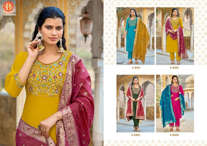 Sudiksha Sbs Roman Silk Readymade Pant Style Suits Wholesale Price