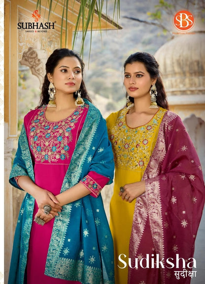 Sudiksha Sbs Roman Silk Readymade Pant Style Suits Wholesale Price