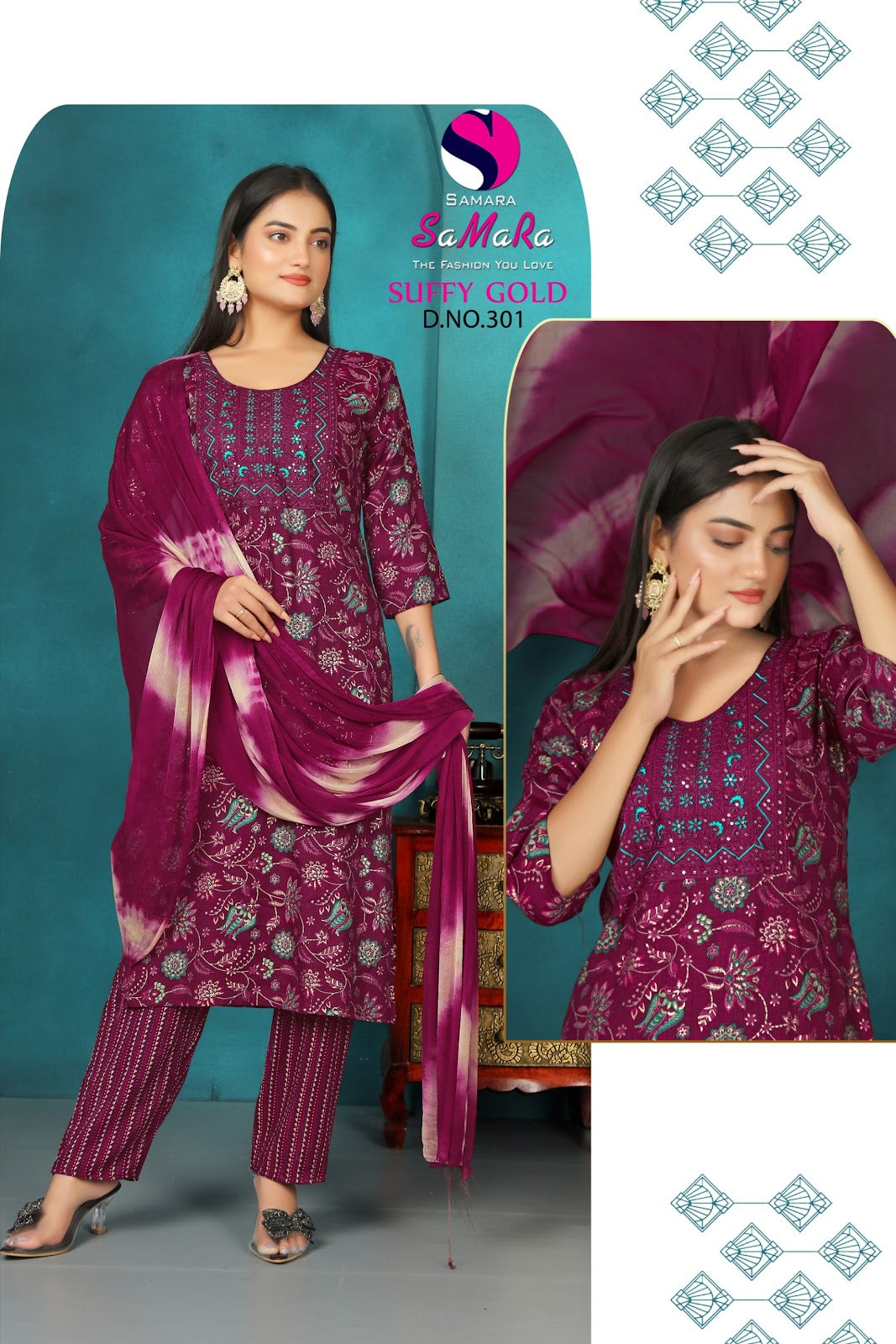 Suffy Gold Vol 3 Samara Capsule Readymade Pant Style Suits Wholesaler