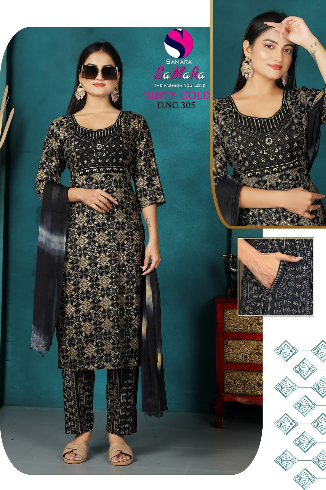 Suffy Gold Vol 3 Samara Capsule Readymade Pant Style Suits Wholesaler