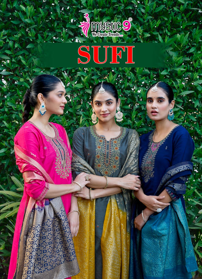 Sufi Vol 1 Mystic 9 Silk Readymade Pant Style Suits Exporter