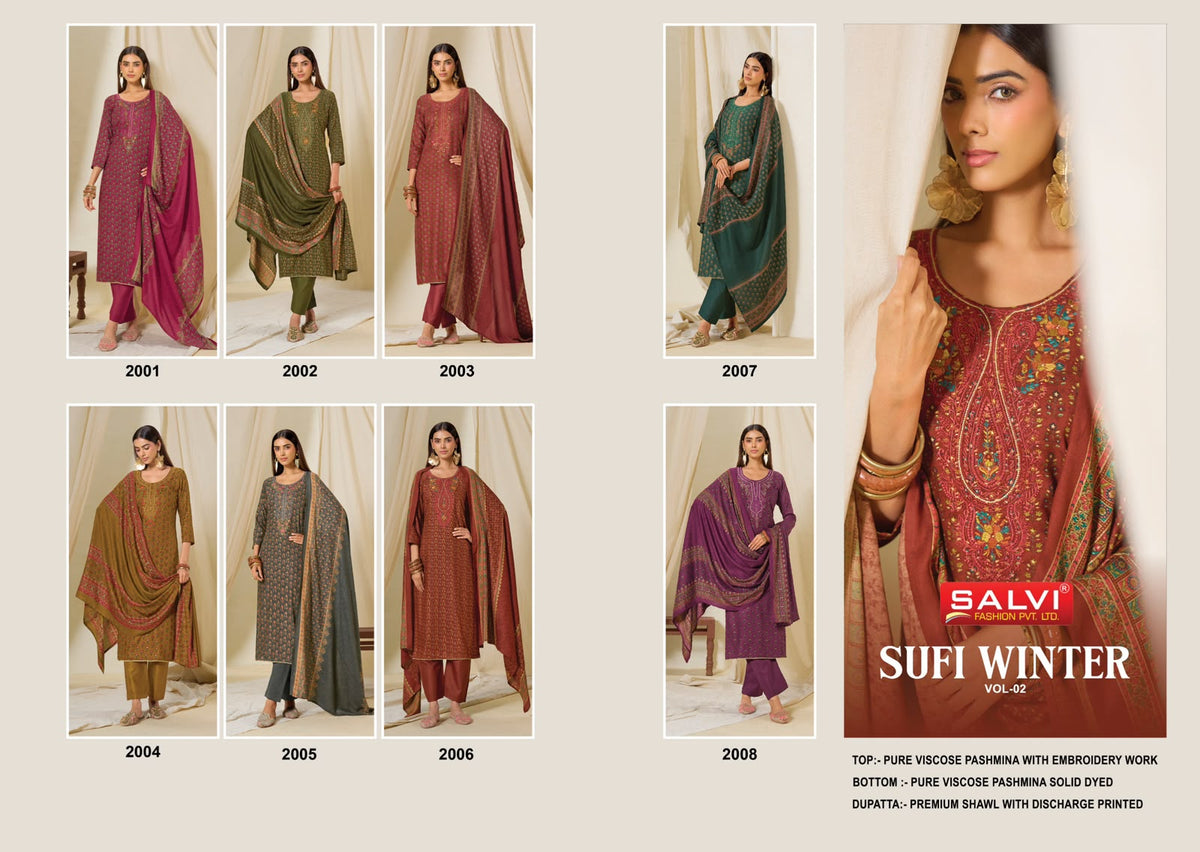 Sufi Winter Vol 2 Salvi Fashion Viscose Pashmina Suits Supplier Gujarat