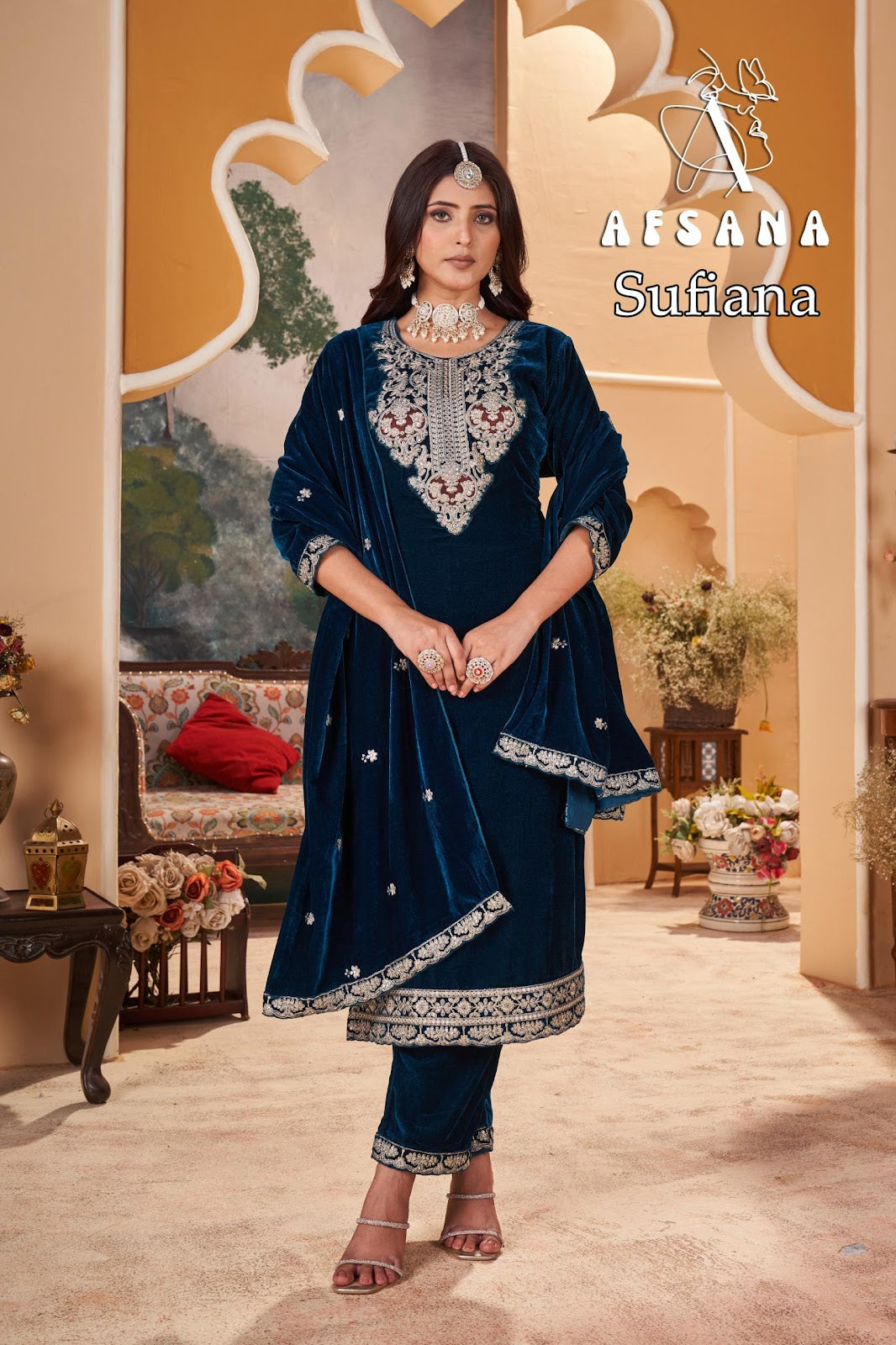 Sufiana Afsana Readymade Velvet Suits Wholesale Price