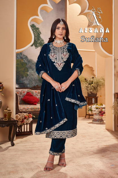 Sufiana Afsana Readymade Velvet Suits Wholesale Price