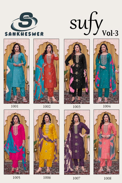 Sufy Vol 3 Sankheswer Viscose Readymade Pant Style Suits Supplier Ahmedabad