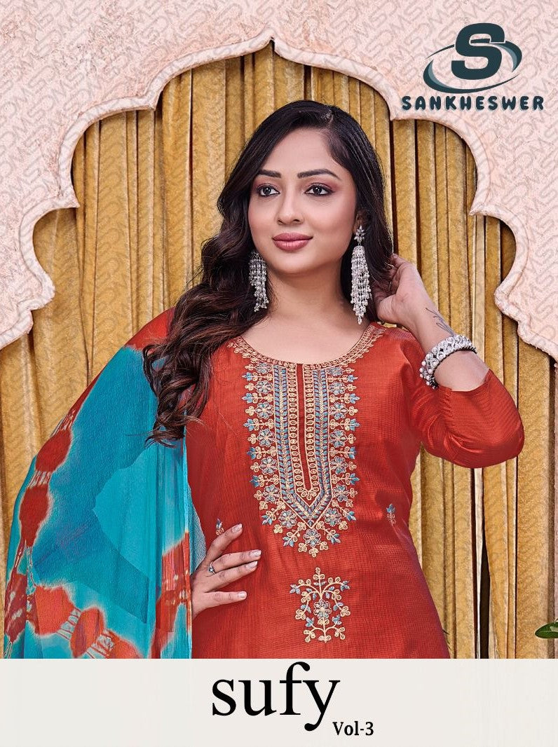 Sufy Vol 3 Sankheswer Viscose Readymade Pant Style Suits Supplier Ahmedabad
