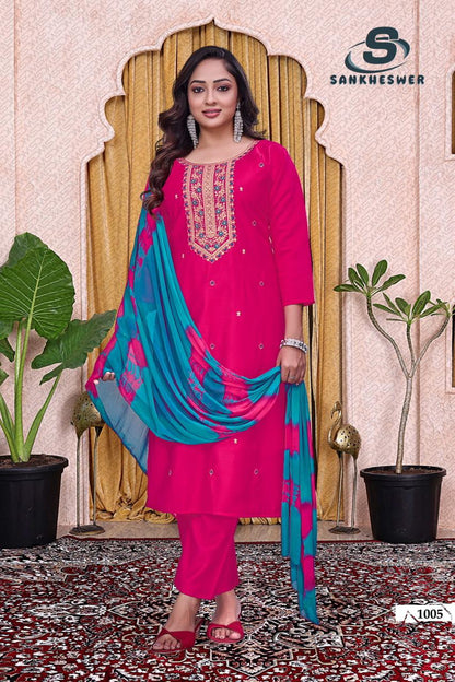 Sufy Vol 3 Sankheswer Viscose Readymade Pant Style Suits Supplier Ahmedabad