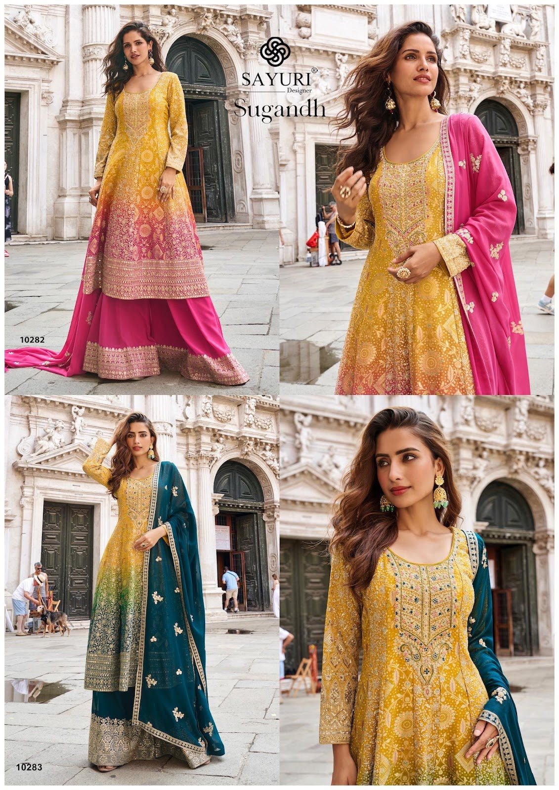 Sugandh Sayuri Silk Jacquard Readymade Sharara Suits Exporter