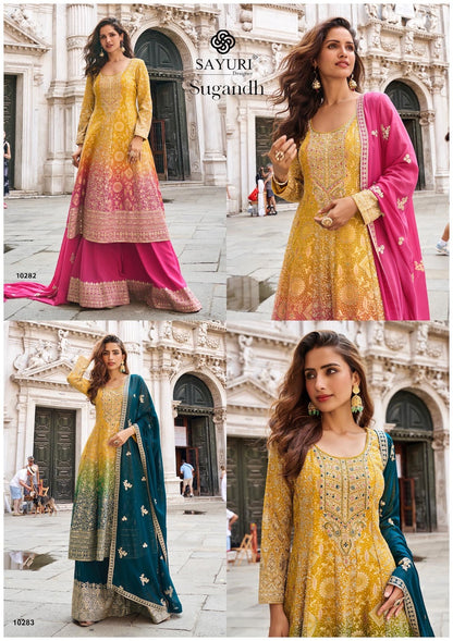 Sugandh Sayuri Silk Jacquard Readymade Sharara Suits Exporter