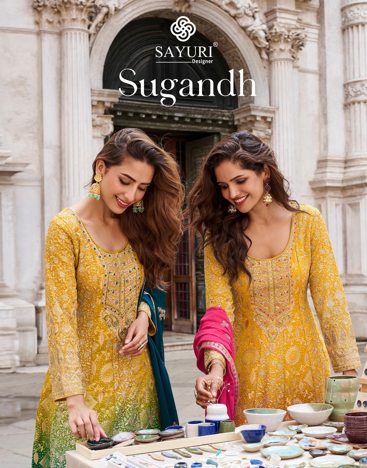 Sugandh Sayuri Silk Jacquard Readymade Sharara Suits Exporter