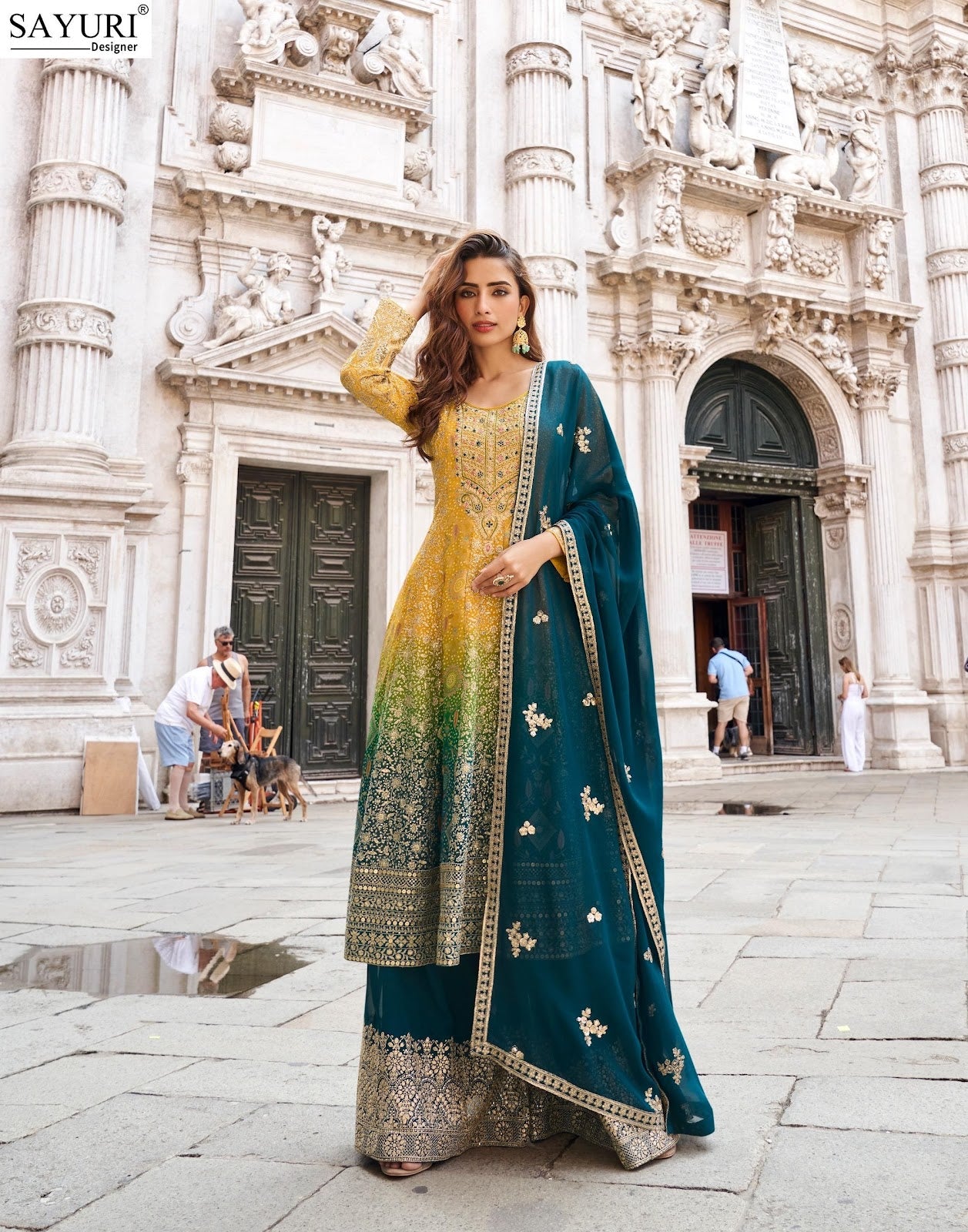 Sugandh Sayuri Silk Jacquard Readymade Sharara Suits Exporter