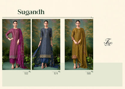 Sugandh Tm Bemberg Silk Plazzo Style Suits Manufacturer Ahmedabad