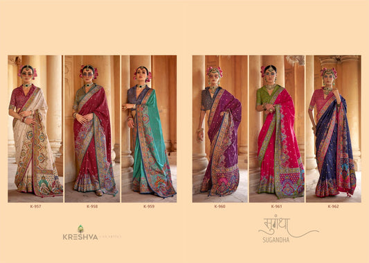 Sugandha 957-962 Kreshva Pv Silk Sarees Exporter