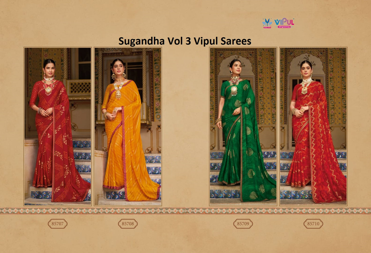 Sugandha Vol 3 Vipul Georgette Sarees Supplier Ahmedabad