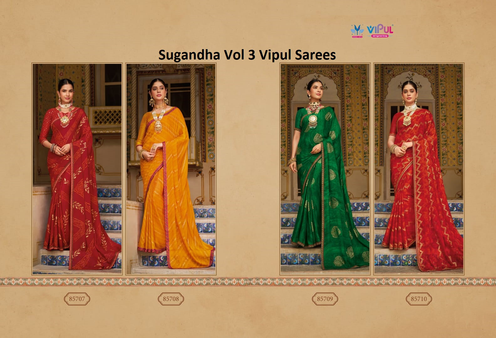 Sugandha Vol 3 Vipul Georgette Sarees Supplier Ahmedabad