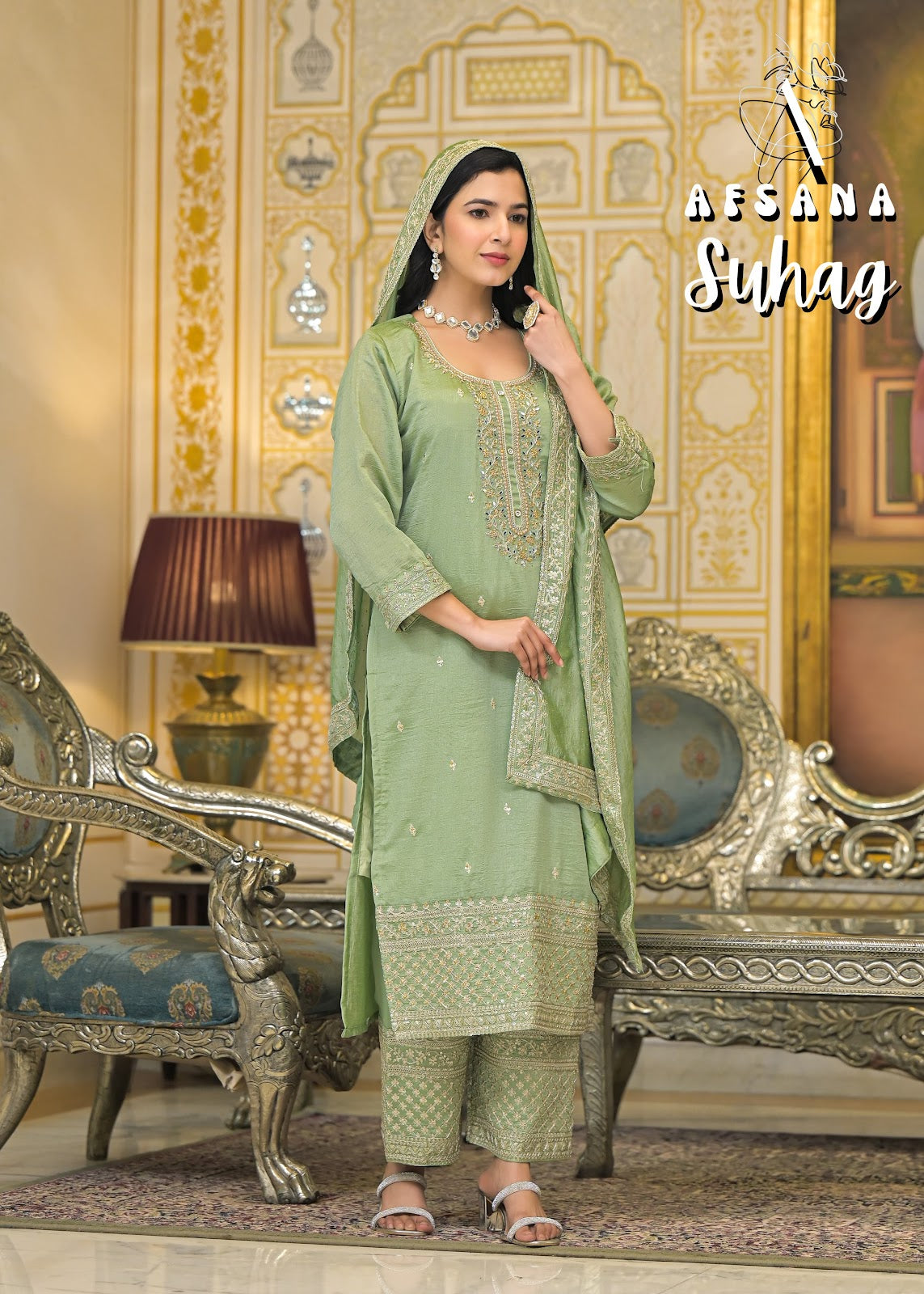 Suhag Afsana Vichitra Readymade Pant Style Suits Supplier India