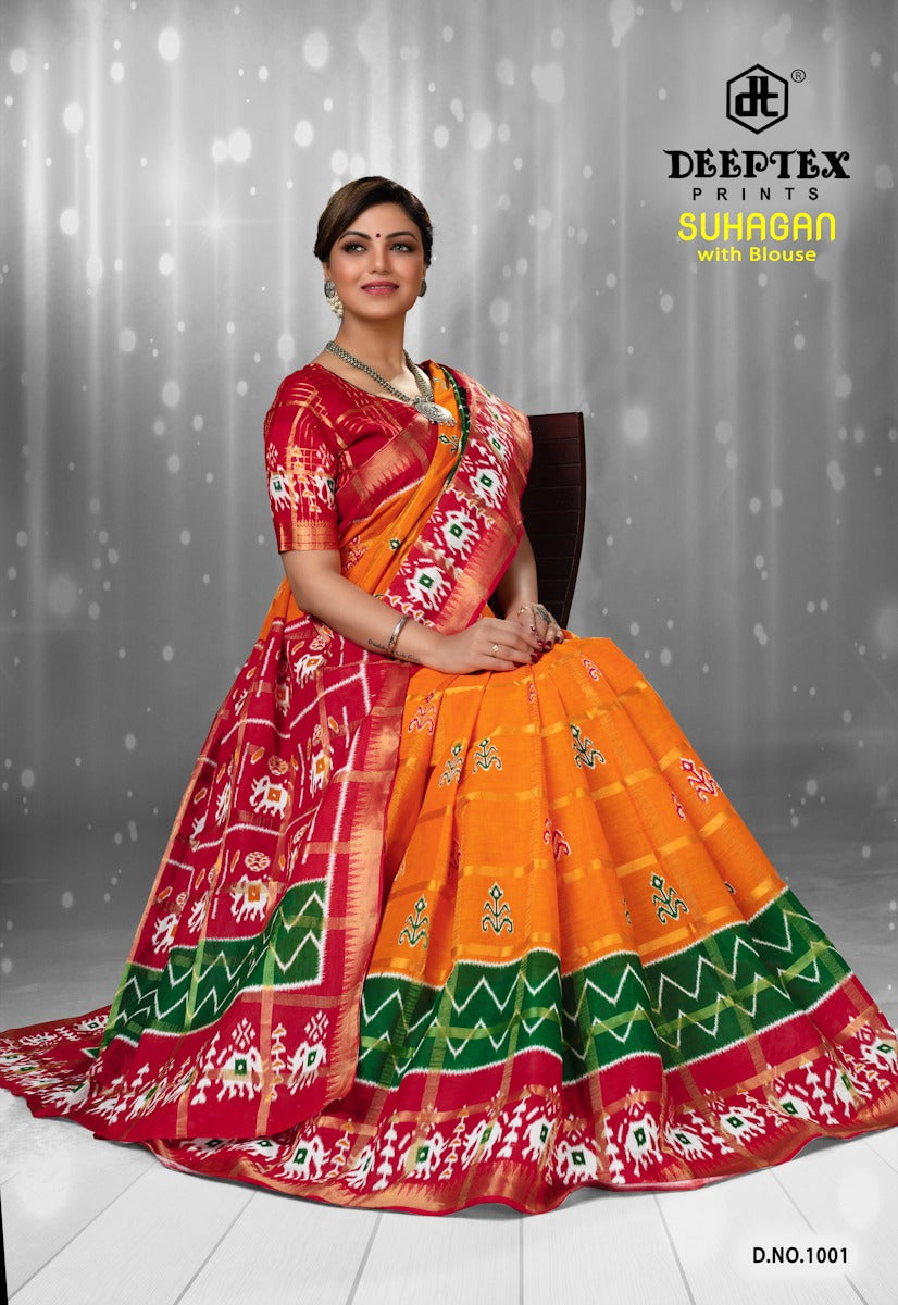 Suhagan Deeptex Prints Cotton Sarees Wholesale