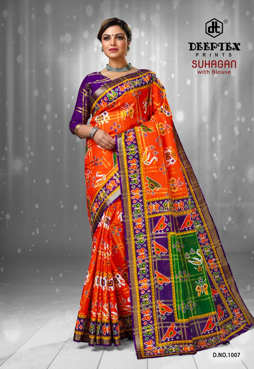 Suhagan Deeptex Prints Cotton Sarees Wholesale