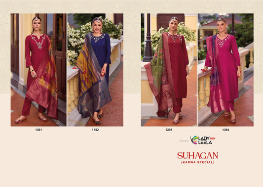 Suhagan Karwa Chouth Special Ladyleela Viscose Readymade Pant Style Suits Manufacturer Ahmedabad