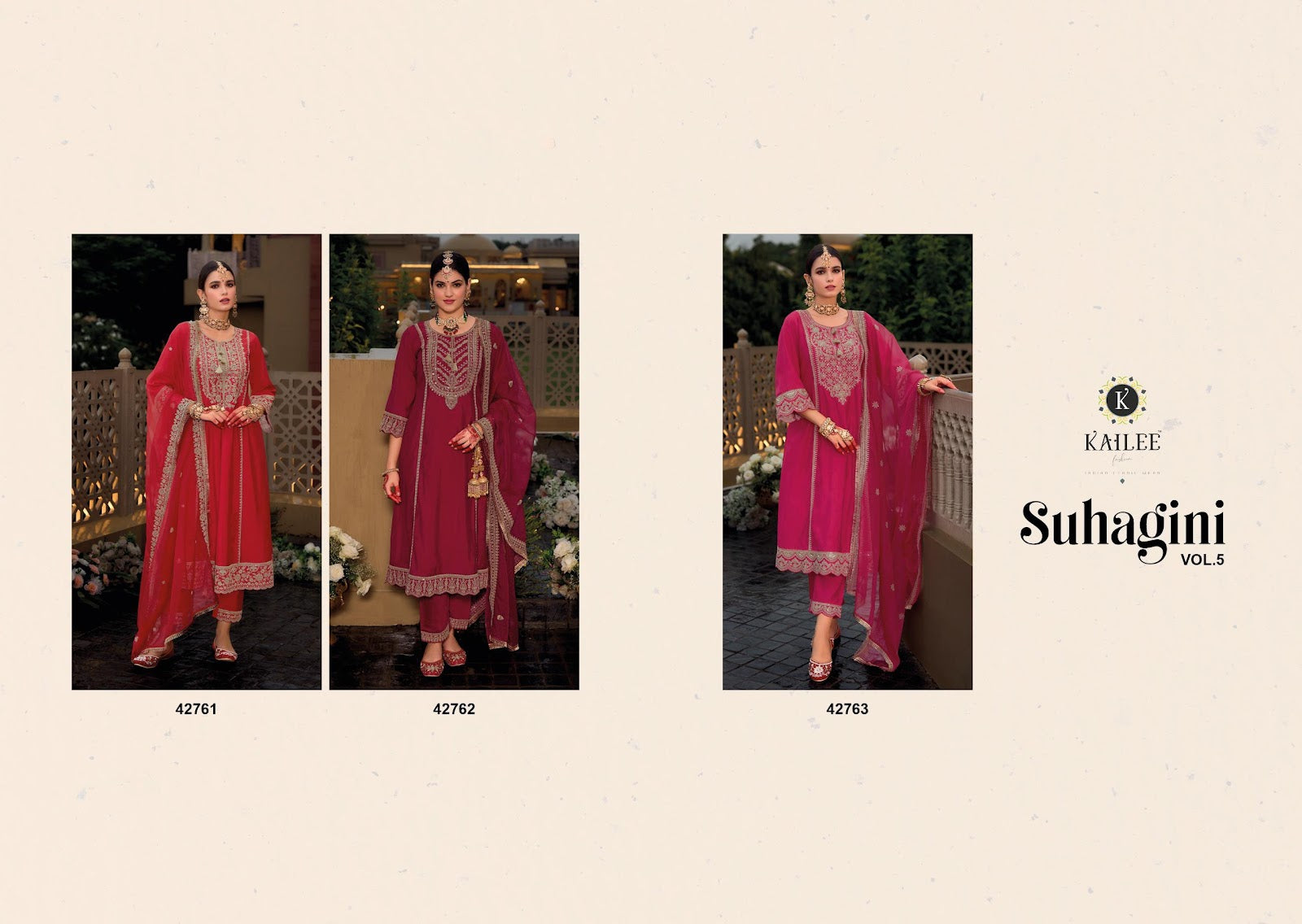 Suhagini Vol 5 Durga Pooja And Karva Chauth Kailee Fashion Viscose Silk Readymade Pant Style Suits Wholesale
