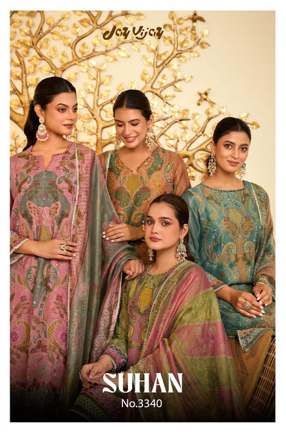 Suhan 3340 Jay Vijay Tissue Chanderi Pant Style Suits Exporter