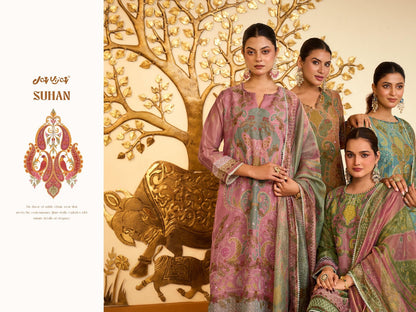 Suhan 3340 Jay Vijay Tissue Chanderi Pant Style Suits Exporter