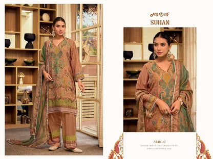Suhan 3340 Jay Vijay Tissue Chanderi Pant Style Suits Exporter