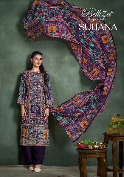 Suhana Belliza Designer Studio Viscose Rayon Karachi Salwar Suits Exporter India